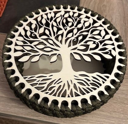 Boîte Arbre de Vie en bois et corde tressée