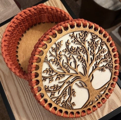 Boîte Arbre de Vie en bois et corde tressée