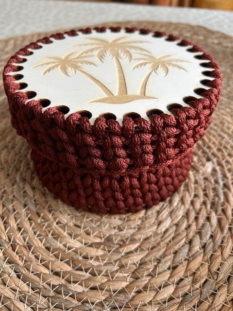 Boîte Cocotier en bois et corde tressée
