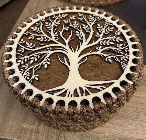 Boîte Arbre de Vie en bois et corde tressée