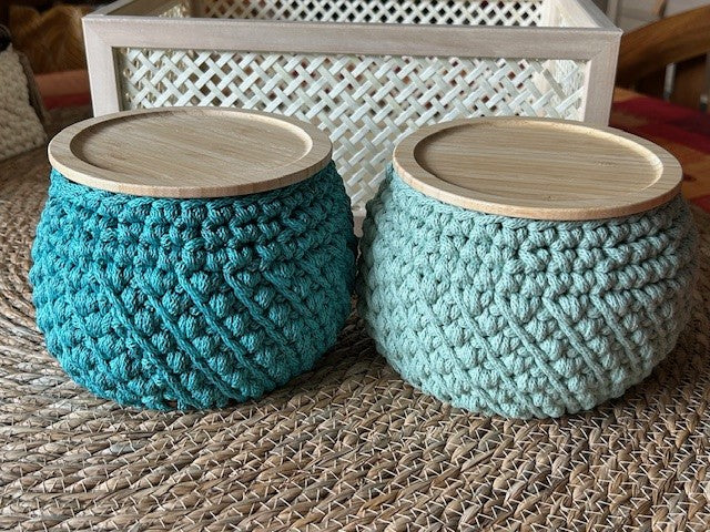 Boîte Boule en bois et corde tressée