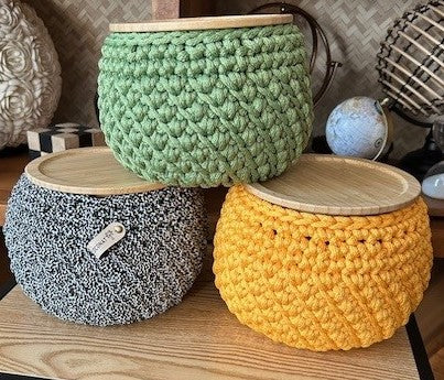 Boîte Boule en bois et corde tressée