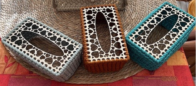 Cache-boîte à mouchoirs en bois et corde tressée