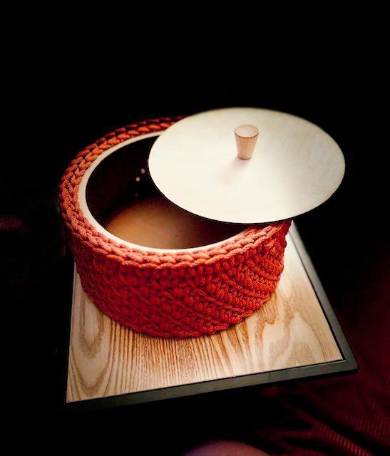 Boîte couvercle en bois et corde tressée